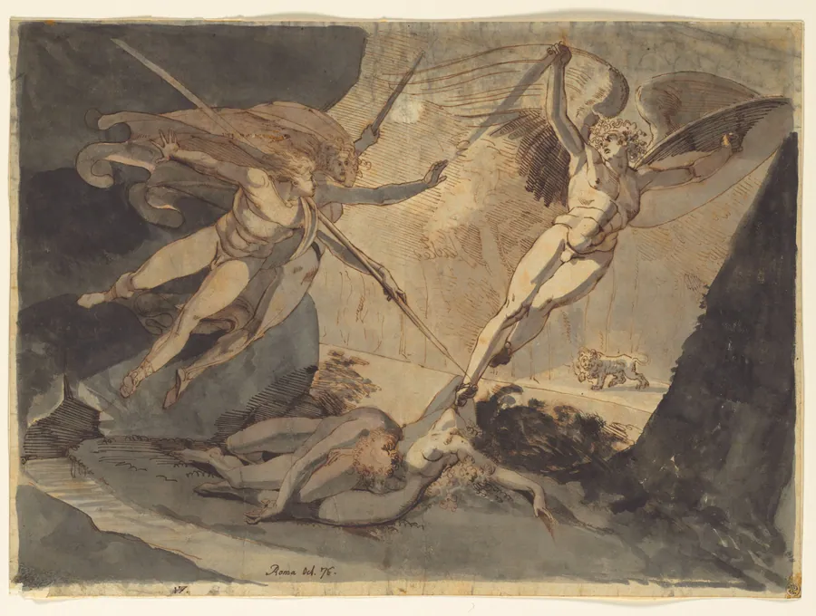 Satan Starts from the Touch of Ithuriel's Spear by Henry Fuseli