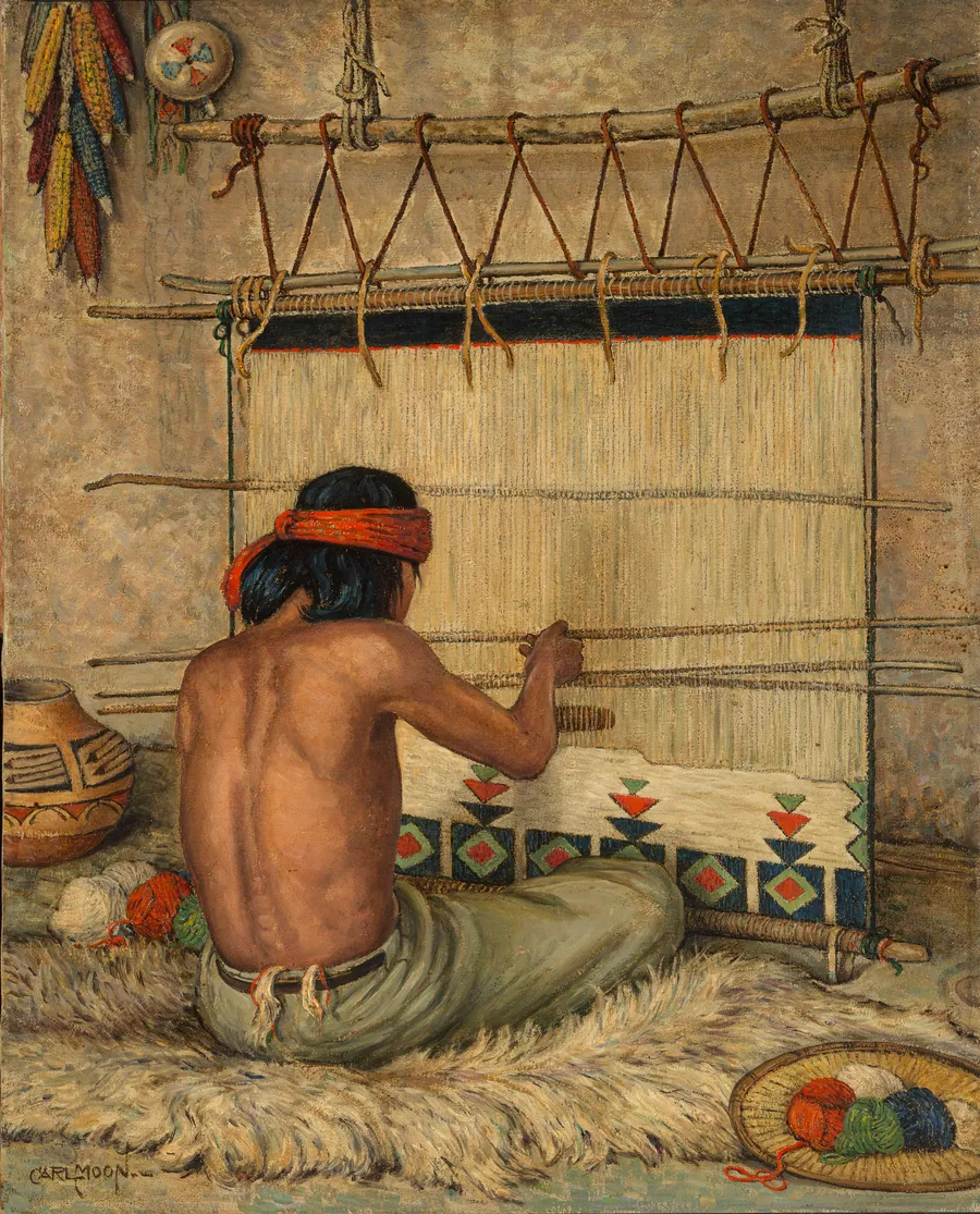 Hopi Weaver by Carl Moon, born Wilmington, OH 1879-died San Francisco, CA 1948