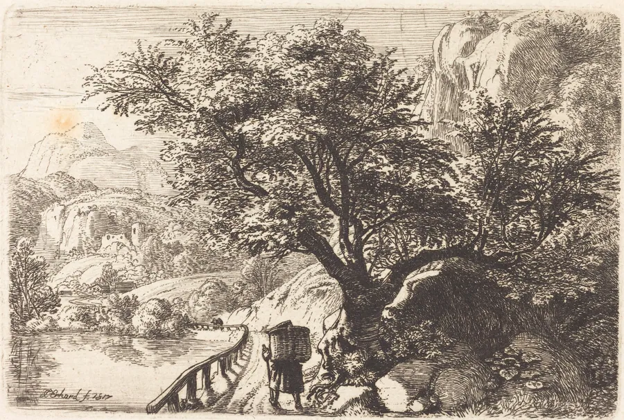 Peasant Walking along a River by Johann Christoph Erhard