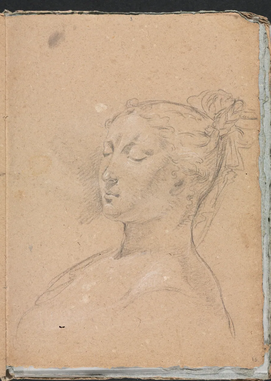 Verona Sketchbook: Woman with closed eyes (page 15) by Francesco Lorenzi