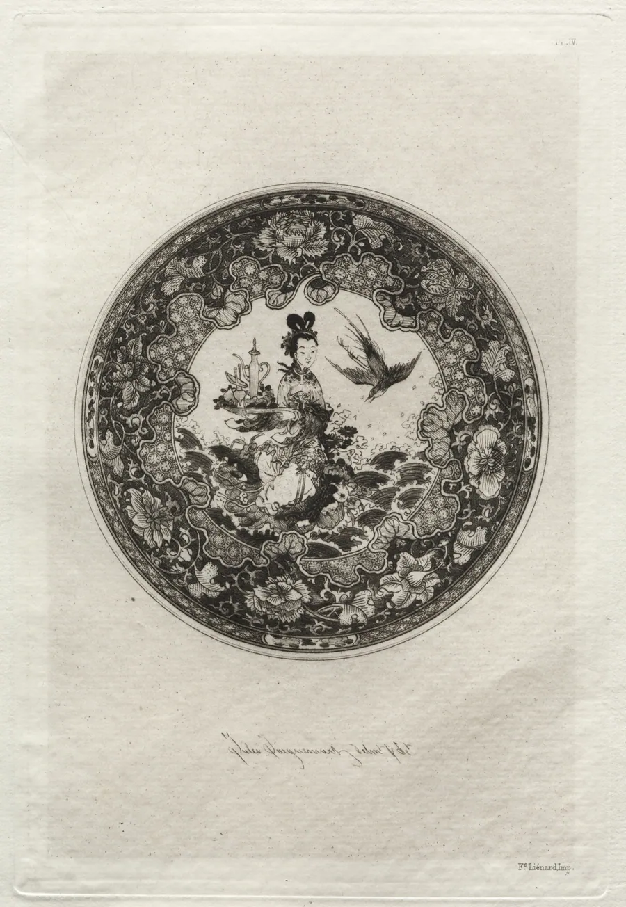 Saucer with Rich Enameled Ground and Medallion Representing the Goddess Kounin by Jules Jacquemart