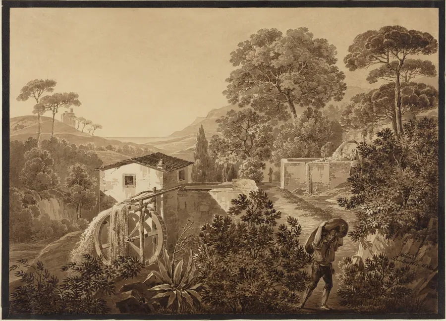 Italian Landscape with a Watermill by Hélène Boutourlin