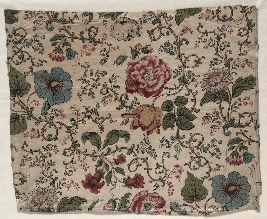 Woodblock Printed Chintz Fragment by Bannister Hall