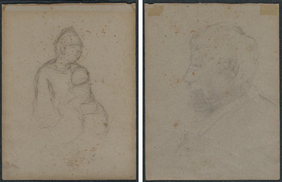 Mother and Child (recto); Profile Bust of a Man (verso) by Paul Gauguin