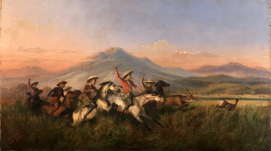 Six Horsemen Chasing Deer by Raden Saleh, Javanese, born Semarang, Java ca. 1814-died Buitenzorg, Java 1880