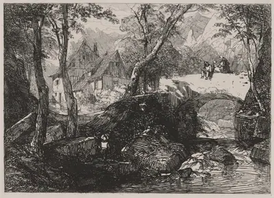 Stone Bridge over A Mountain Brook
