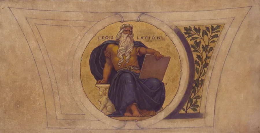 Study for Mosaic, Wisconsin State Capital, "Legislation" by Kenyon Cox, born Warren, OH 1856-died New York City 1919