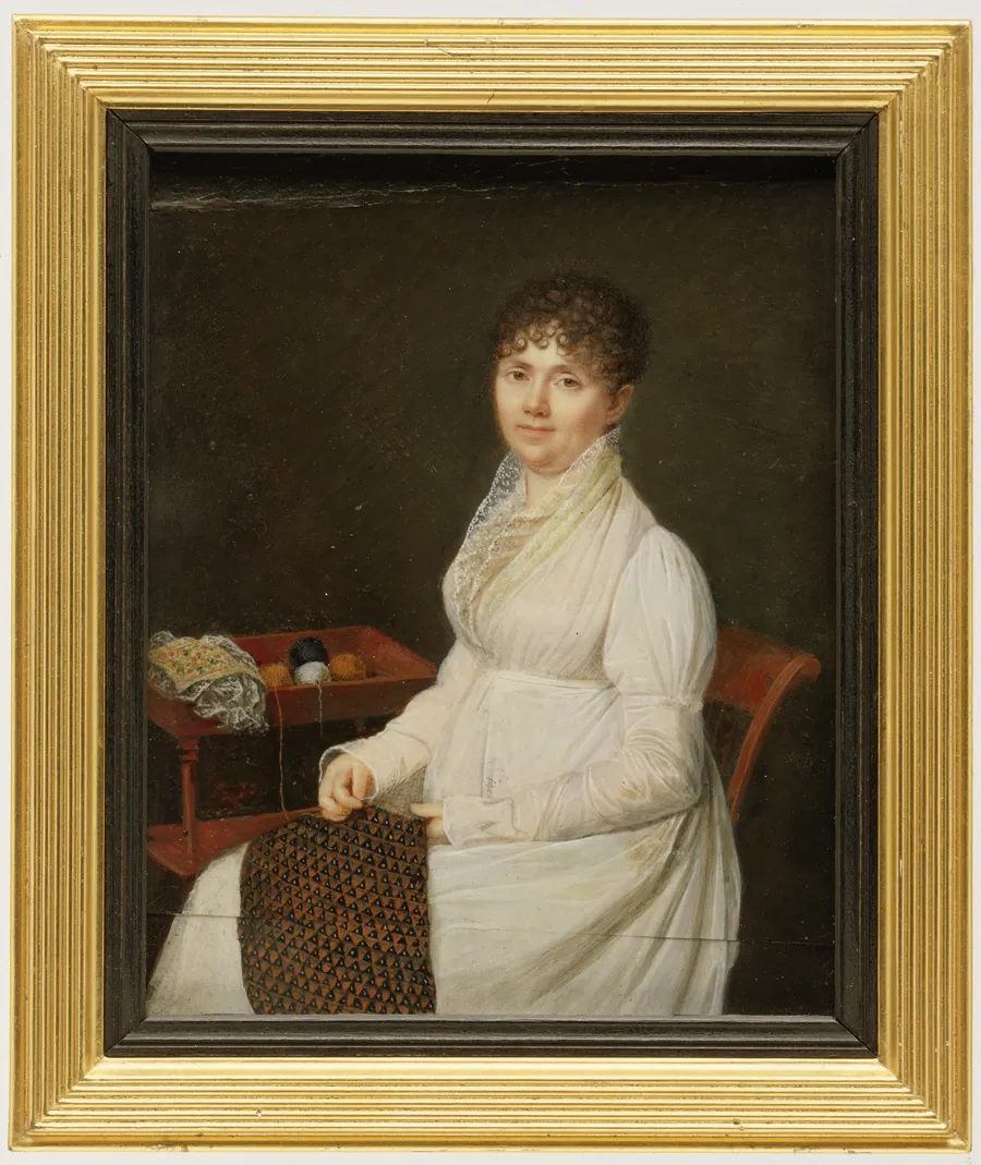 Portrait of a Woman with Tapestry Work by Jean-Baptiste Jacques Augustin
