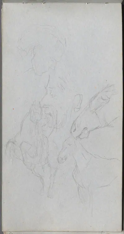 Sketchbook, page 90: Study of Horses, Profiles