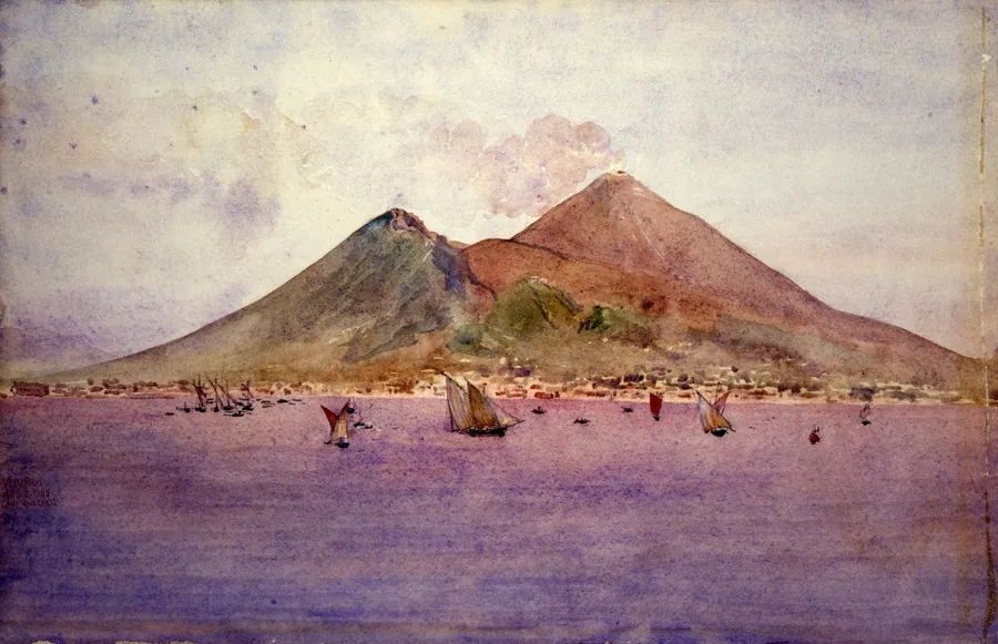 Mt. Vesuvius from the Bay of Naples by Cass Gilbert, born Zanesville, OH 1858-died Brockenhurst, England 1934