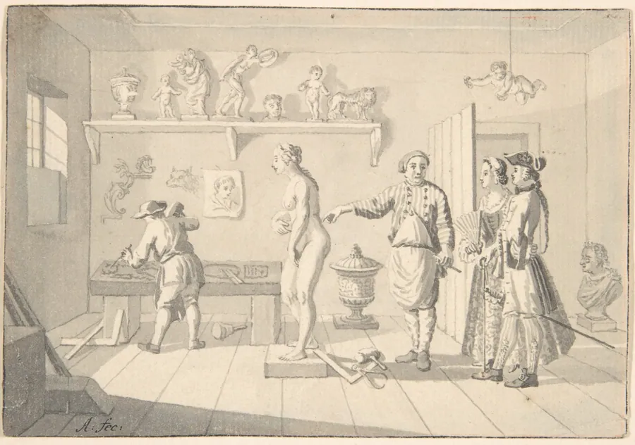 Sculptor Receiving Visitors in his Studio by Nicolaas Aartman