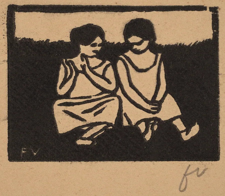 Two Girls in Chemises (Deux fillettes en chemise) by Félix Vallotton