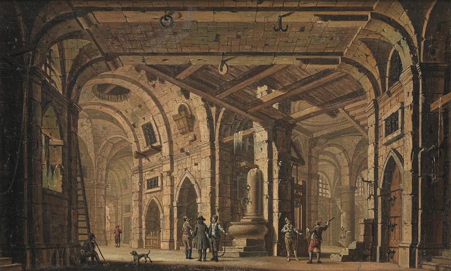 Fængselsdekoration med fanger og fangevogtere by Jacob Fabris
