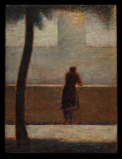 A Man Leaning on a Parapet