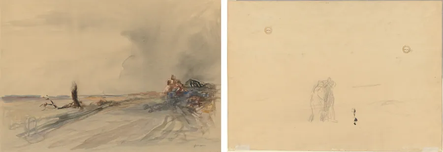 Devastated Land (recto); Figures in a Landscape (verso) by Jean Louis Forain