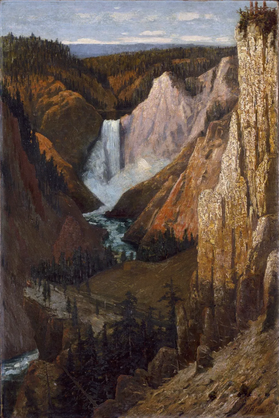 View of the Lower Falls, Grand Canyon of the Yellowstone by Grafton Tyler Brown, born Harrisburg, PA 1841-died St. Peter, MN 1918