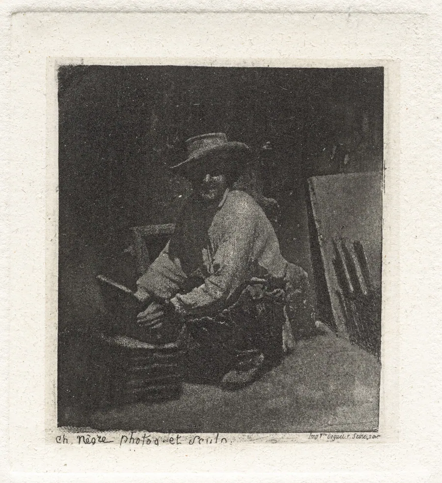 Planche I – Le Maçon Accroupi (Plate I – The Crouching Mason) by Charles Nègre