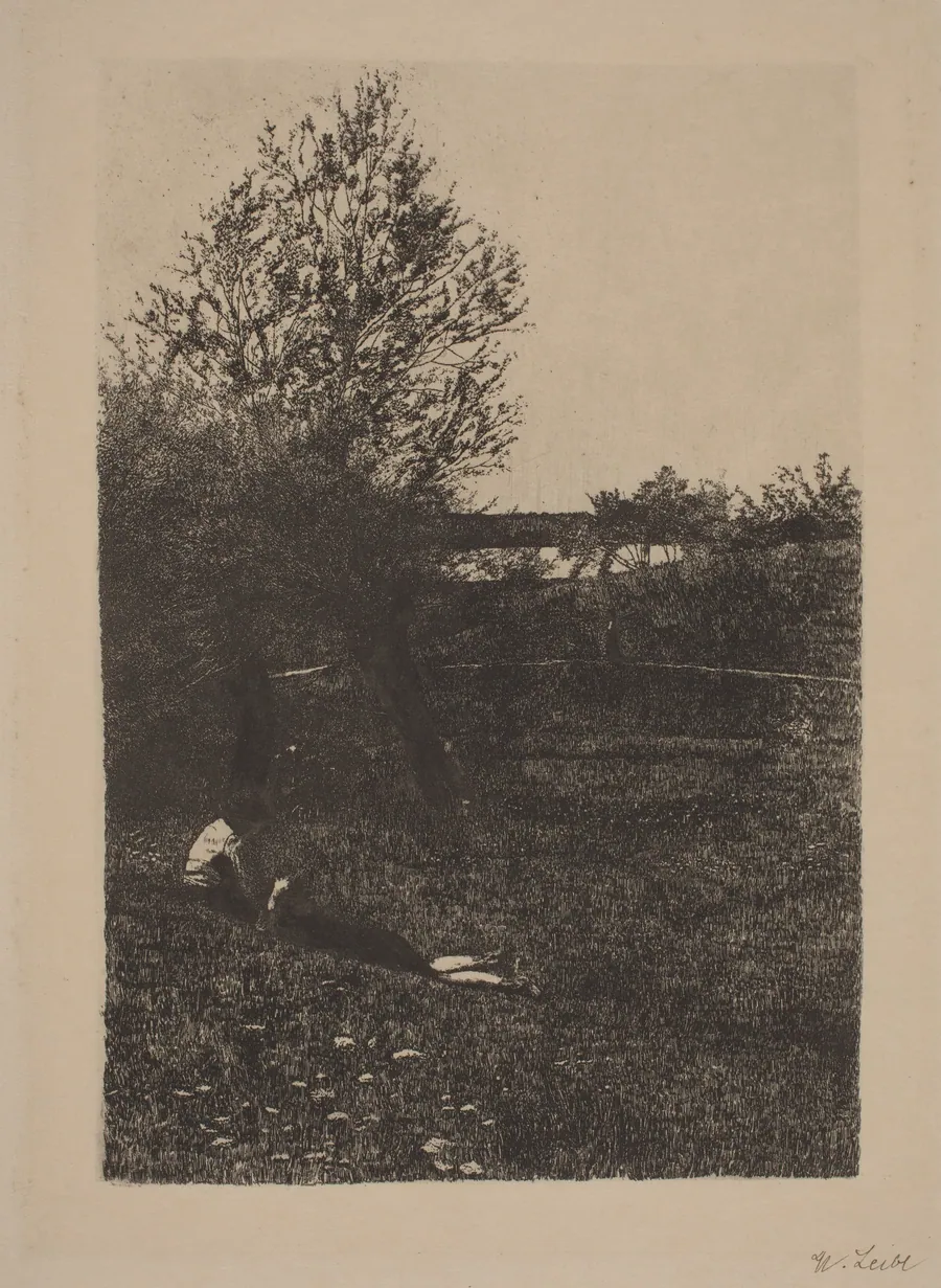 Meadow with Children by Wilhelm Leibl