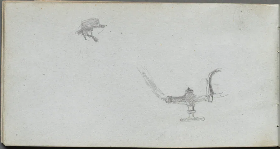 Sketchbook, page 26: Study of a Head and a Lamp by Ernest Meissonier