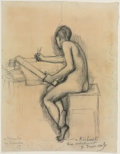 Study of a Seated Nude Female Model Drawing