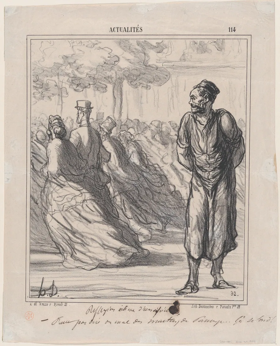 Deep thoughts of a grocer: One really mustn't speak badly of the sheep of Panurge... these here are getting sheared too, from 'News of the day,' published in "Le Charivari" by Destouches