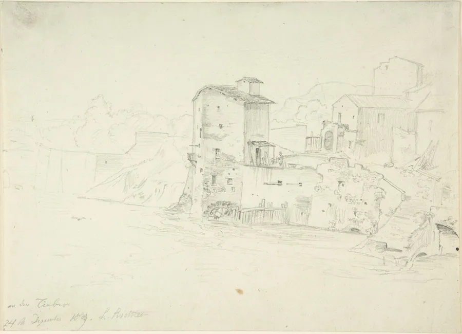 Landscape with Mill and Buildings by Adrian Ludwig Richter
