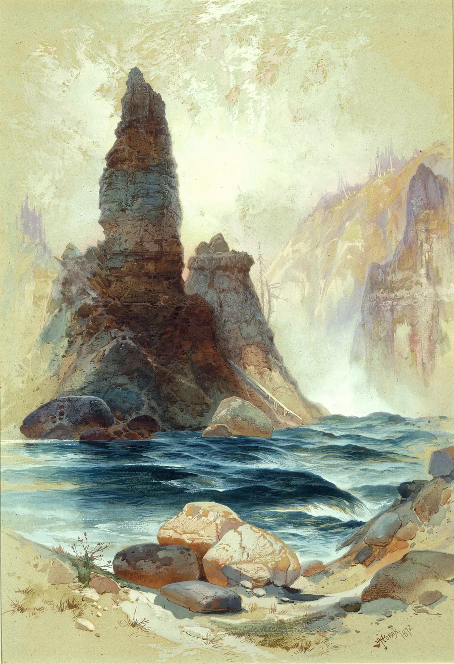 Above Tower Falls, Yellowstone by Thomas Moran, born Bolton, England 1837-died Santa Barbara, CA 1926