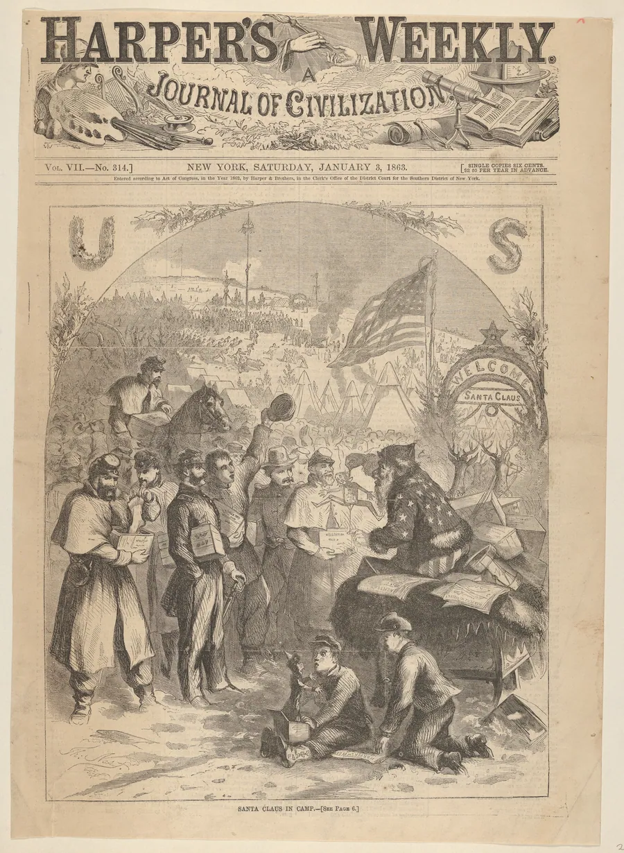 Santa Claus in Camp (from "Harper's Weekly," vol. 7, p. 1) by Thomas Nast
