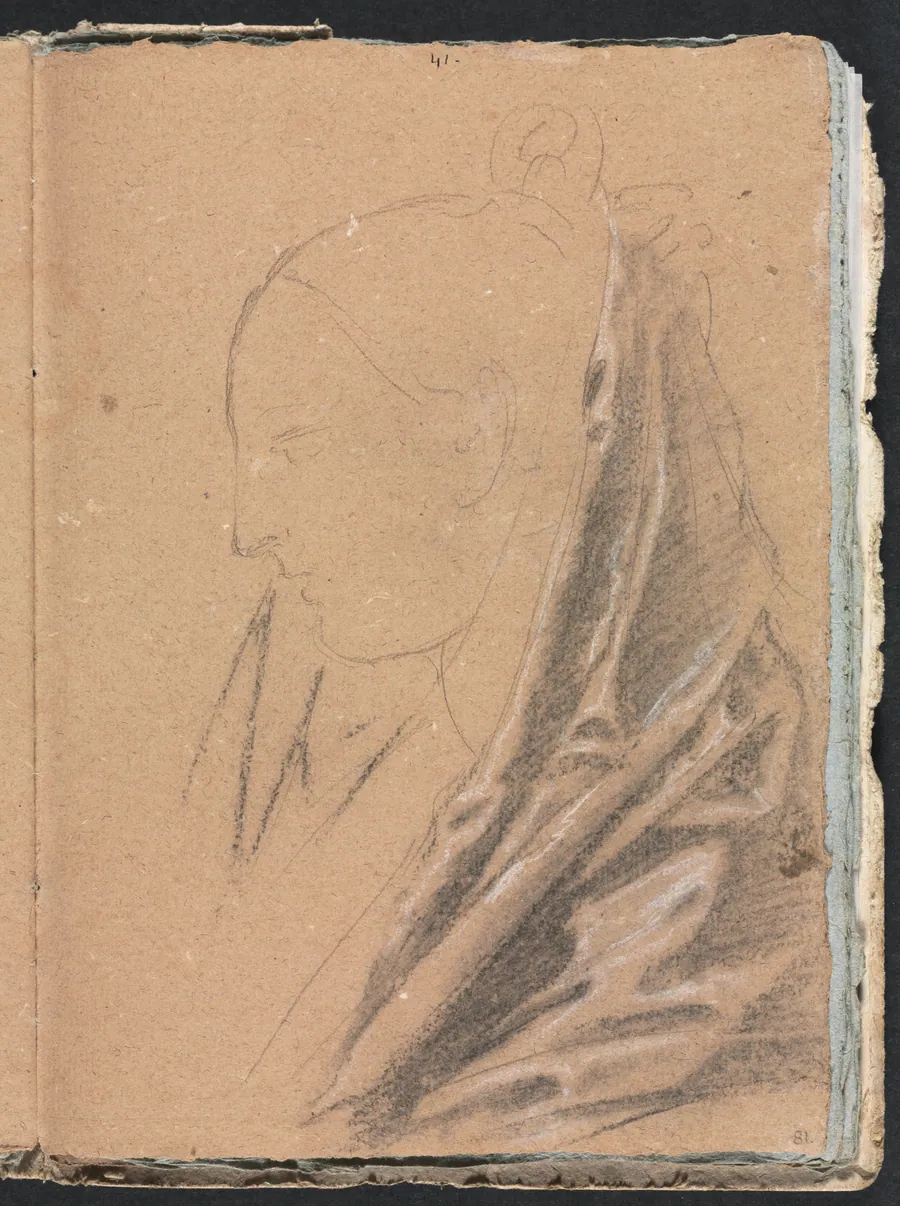 Verona Sketchbook: Female head with drapery  (page 81) by Francesco Lorenzi