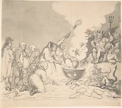 Study for "A charm for democracy, reviewed, analyzed, and destroyed January 1, 1799" (recto and verso)
