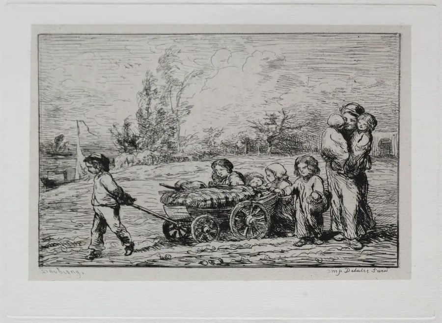 The Boat Trip:  Moving into "Le Botin" (The Ship's Furnishings) or Moving to the Boat by Charles François Daubigny