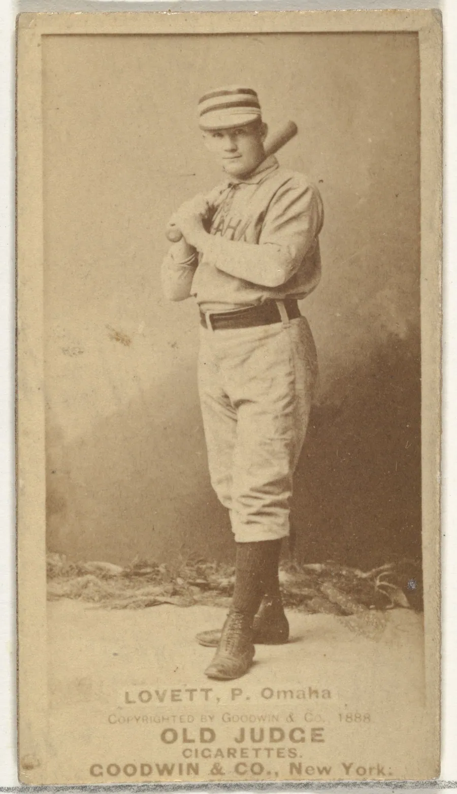 Thomas Joseph "Tom" Lovett, Pitcher, Omaha Omahogs/ Lambs, from the Old Judge series (N172) for Old Judge Cigarettes by Goodwin & Company