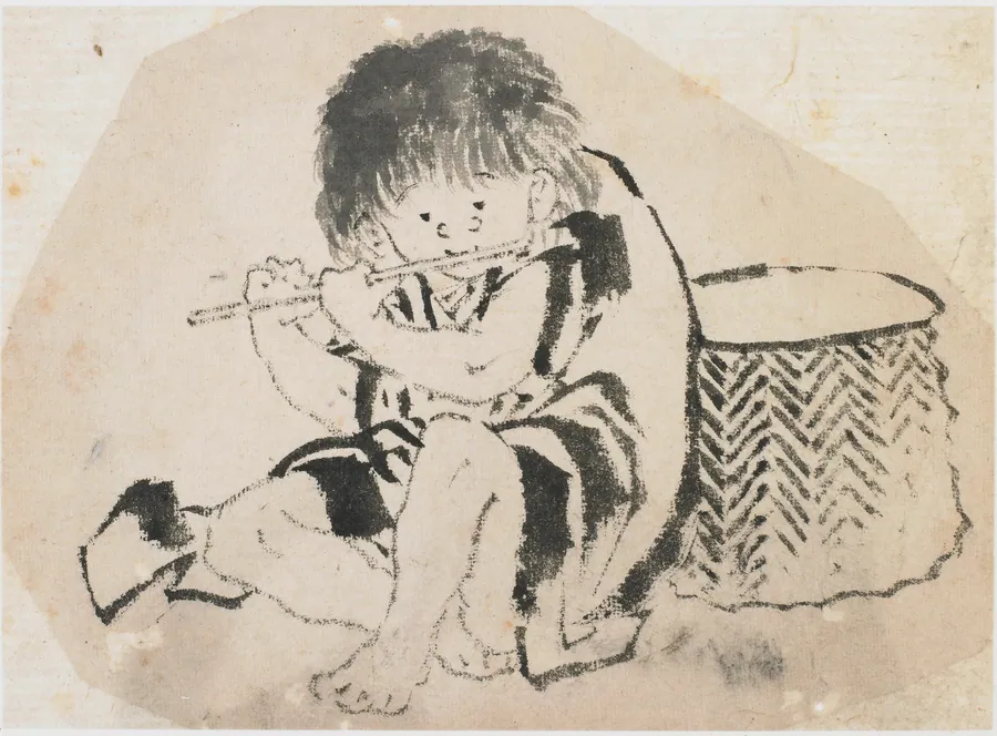 Boy Playing Flute by Katsushika Hokusai 葛飾北斎 (1760-1849)