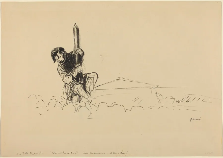 a) La fête nationale (The National Holiday) (recto); b) Woman Holding Child (verso) by Jean-Louis Forain