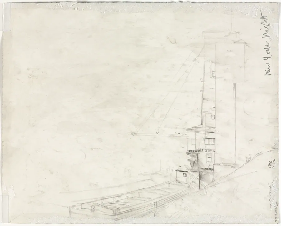 Study for New York Night (verso) by Muirhead Bone
