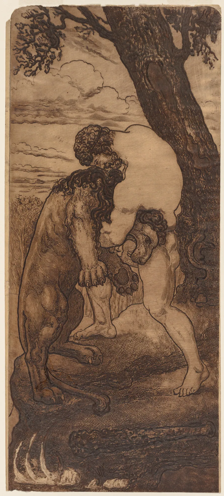Hercules and the Nemean Lion by Henri-Arthur Lefort des Ylouses