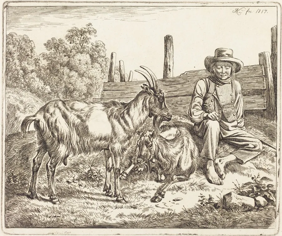 Shepherd Boy with Two Goats by Johann Adam Klein