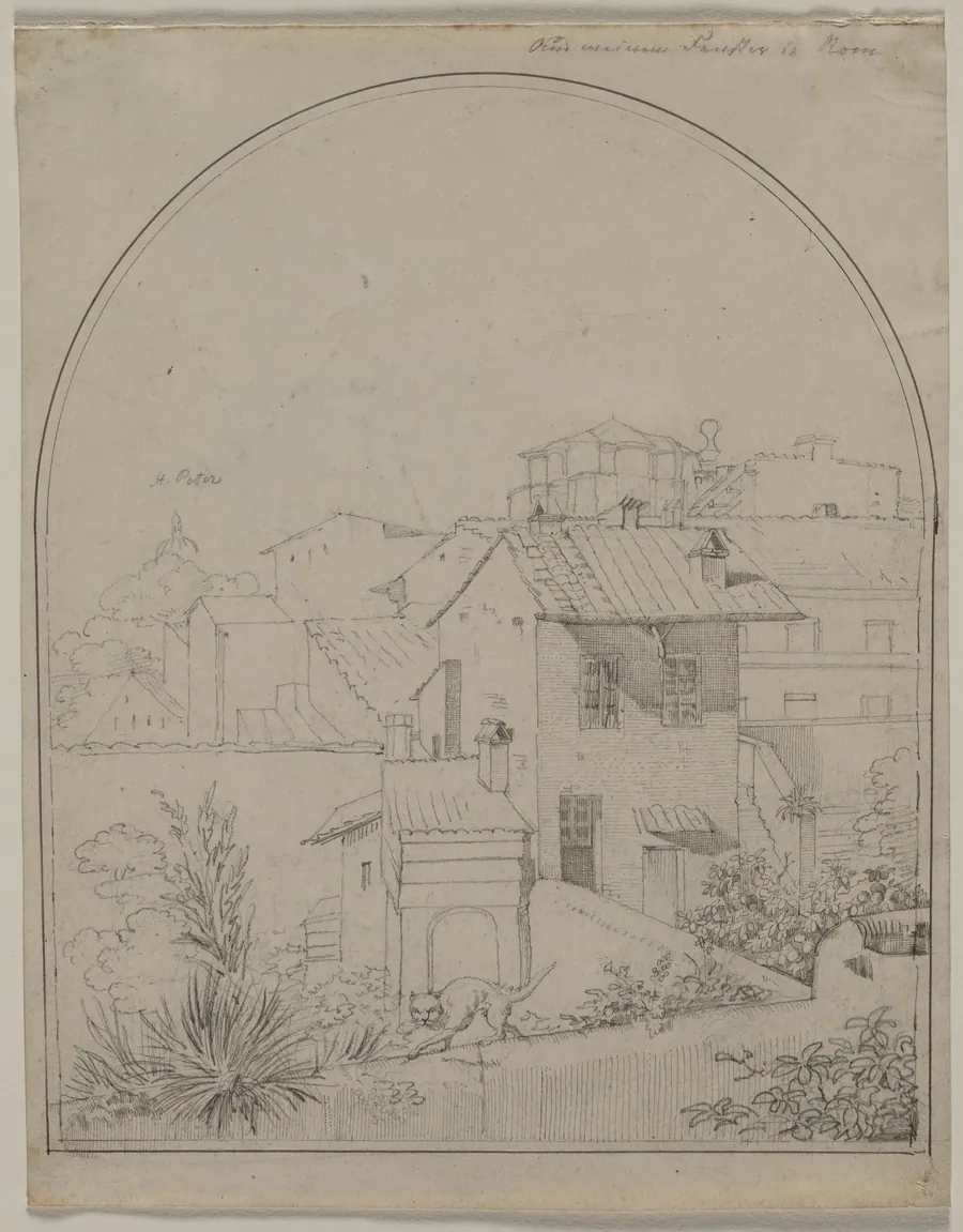 View from My Window in Rome (recto) by Carl Ludwig Tischbein