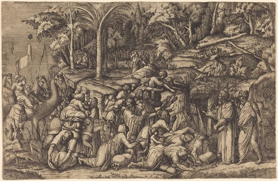 Moses Striking the Rock by Master IV