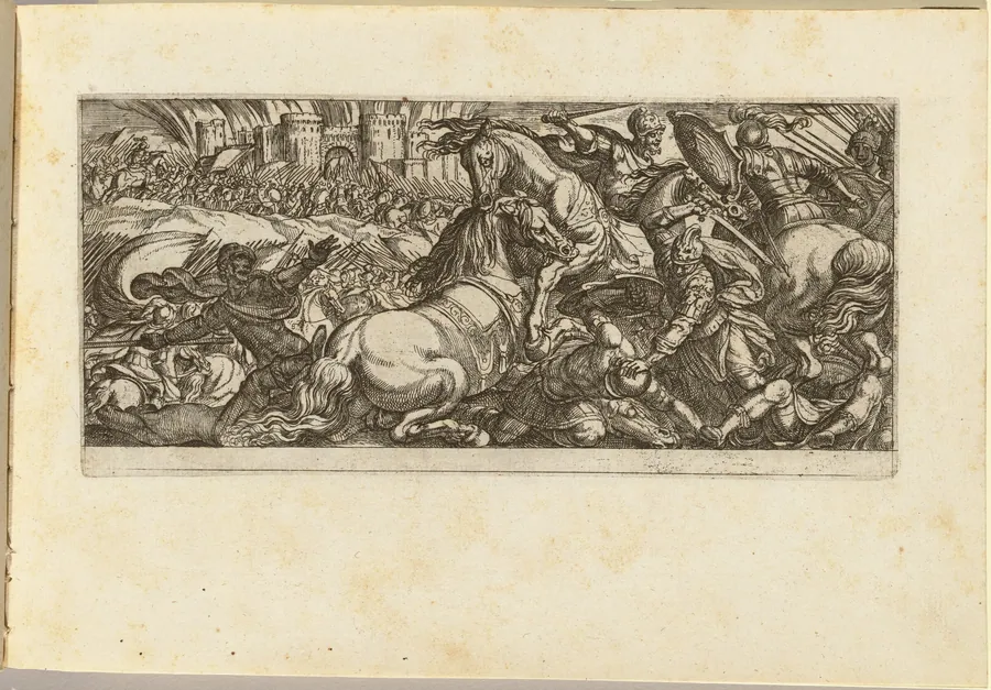 Battle Scene with Two Horses Attacking Each Other by Antonio Tempesta