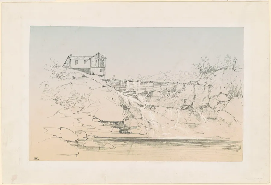 Building by a Dam by John Frederick Kensett