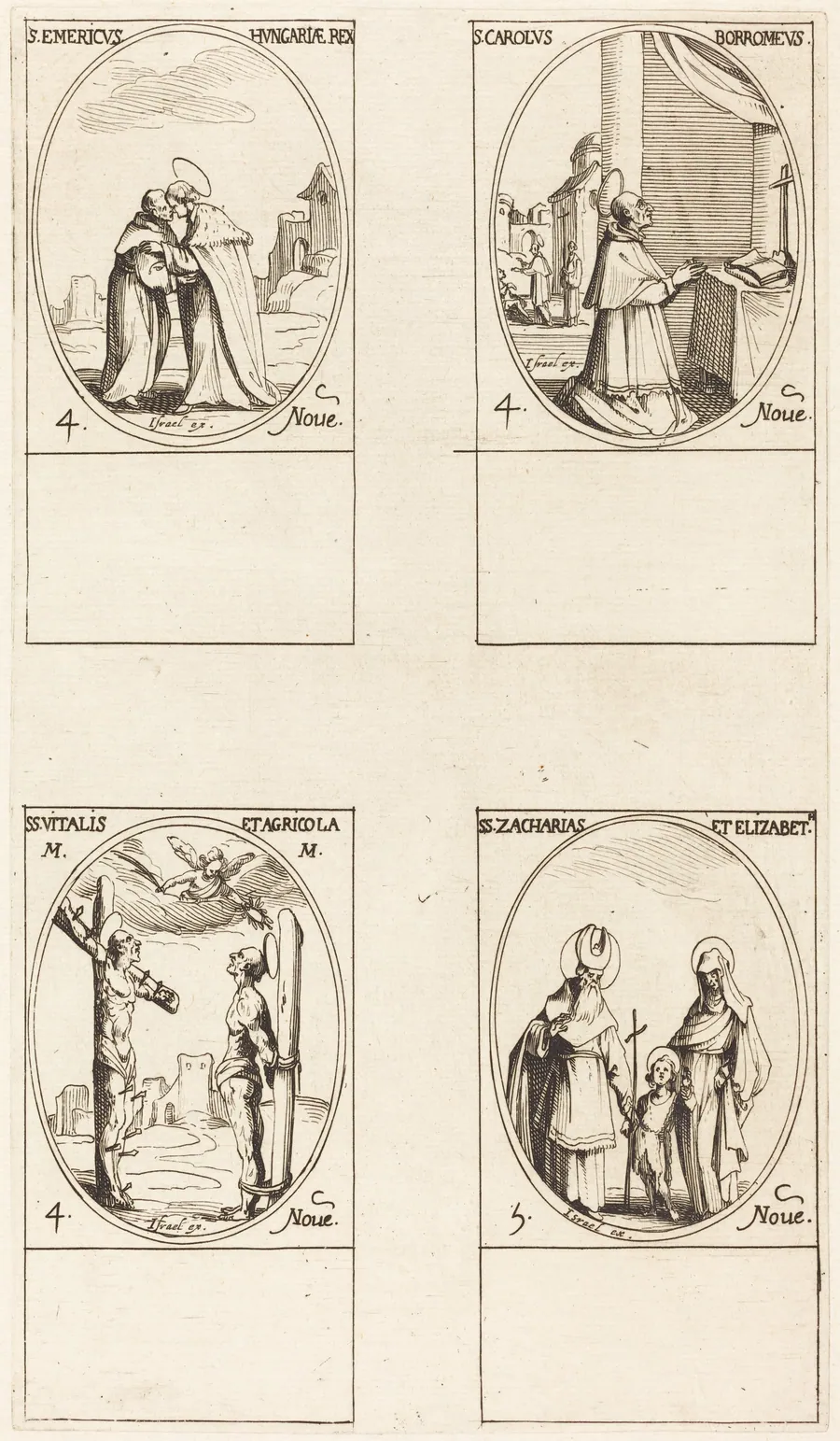 St. Emeric; St. Charles Borromeo; St. Vitalis & Agricola; Sts. Zachary & Elizabeth by Jacques Callot