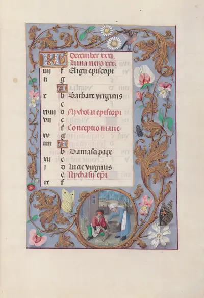 Hours of Queen Isabella the Catholic, Queen of Spain: Fol. 13r, December