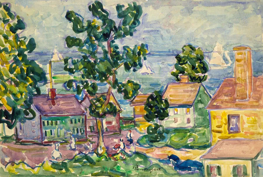 New England Coastal Village by Maurice Prendergast, born St. John's, Newfoundland 1858-died New York City 1924