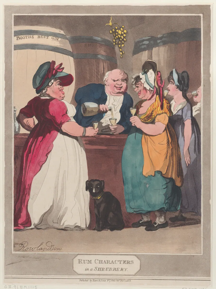 Rum Characters in a Shrubbery by Thomas Rowlandson