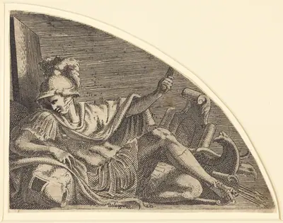 Mars Seated on Trophies