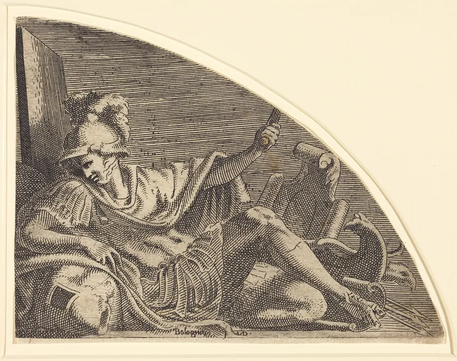 Mars Seated on Trophies by Léon Davent