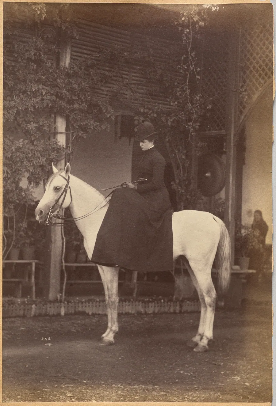 Untitled: Woman on horse (verso, right) by Raja Deen Dayal