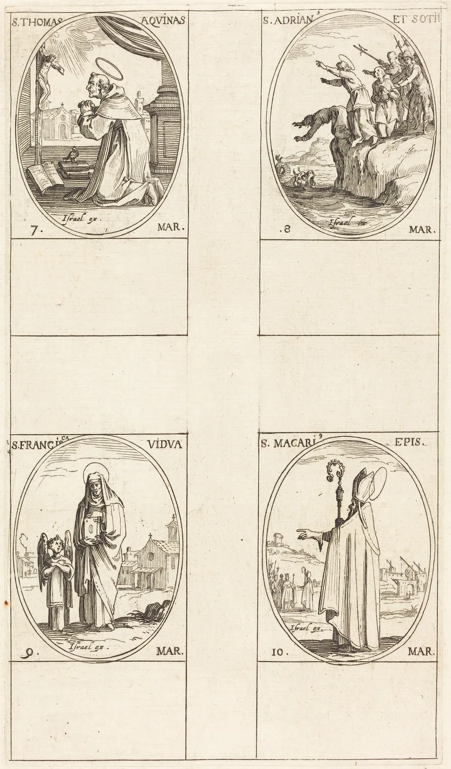 St. Thomas Aquin; St. Adrian and Companions; St. Frances; St. Macari by Jacques Callot