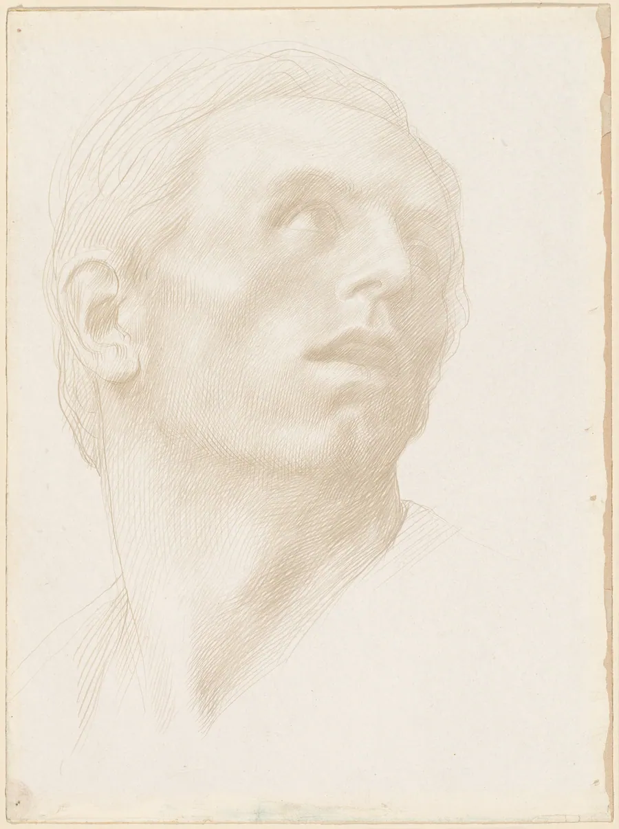 Head of a Man Looking Up to the Right by Alphonse Legros